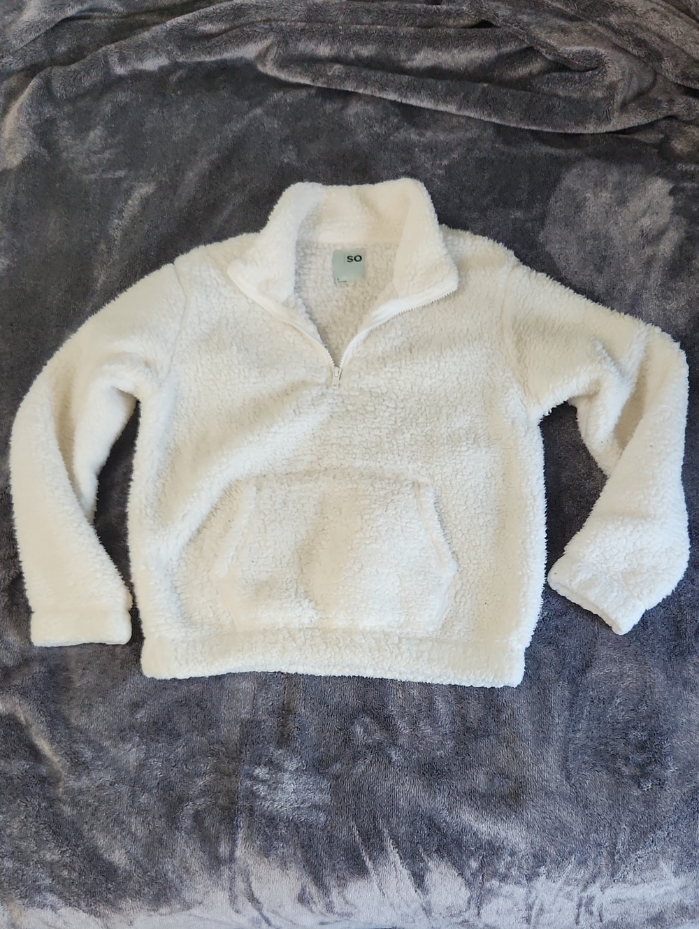 SO Cream Sherpa Half-Zip Pullover with Kangaroo Pocket